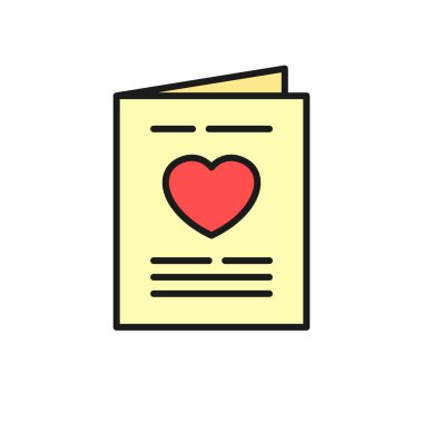 düğün davetiyesi. aşk illüstrasyon ile kağıt kitap. basit temiz monoline sembolü.