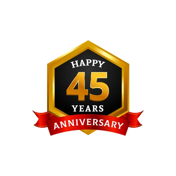 Mutlu Yaş Altın Kutlamaları Elmas Çerçeve Şerit Ile Logo — Stok Vektör