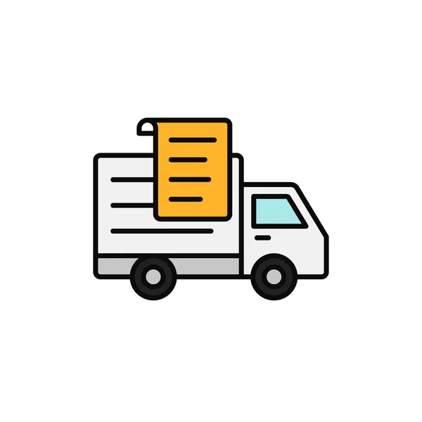 Delivery Truck Paper List Icon Shipment Report Document Illustration Simple — Stock Vector