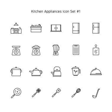 simple line kitchen appliances icon set. household illustration collection.