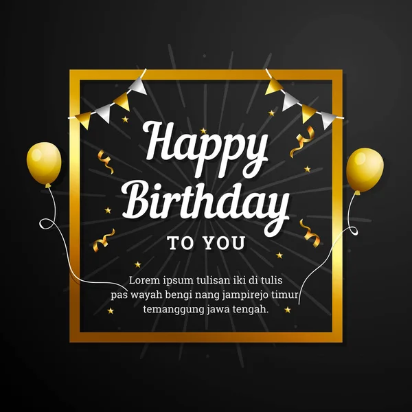 Happy Birthday You Greeting Card Elegant Professional Banner Template — Stock Vector