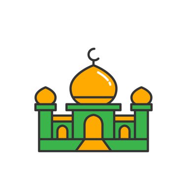 Islam Ulu Cami. Basit monoline simge stil Müslüman ramazan ve bayram al Bayramı kutlama için.