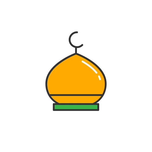 イスラム教モスクのドーム イスラム教徒のラマダン イード アル明けお祝いの単純なモノライン アイコン スタイル — ストックベクタ