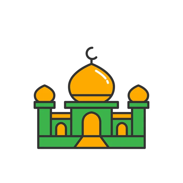 イスラム教モスク イスラム教徒のラマダン イード アル明けお祝いの単純なモノライン アイコン スタイル — ストックベクタ