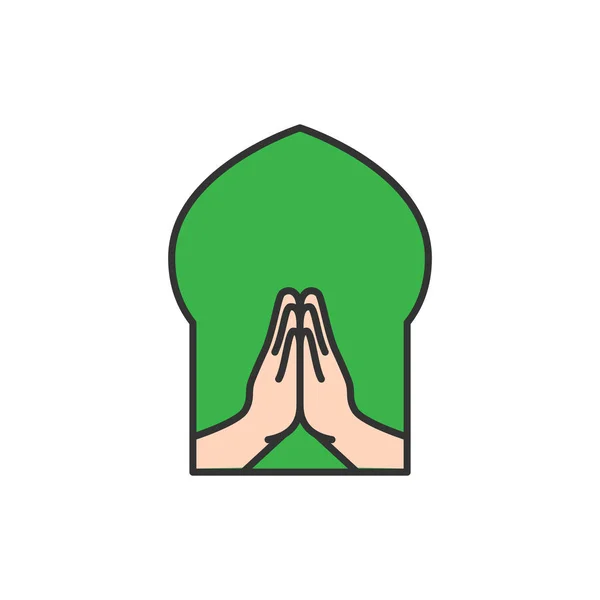 Islam Vergeven Hand Symbool Eenvoudige Monoline Pictogramstijl Voor Moslim Ramadan — Stockvector