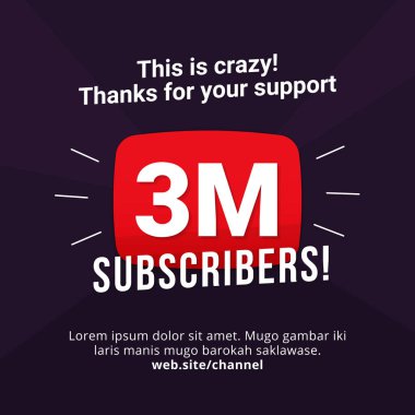 3m aboneleri kutlama arka plan tasarımı. 3 milyon abone
