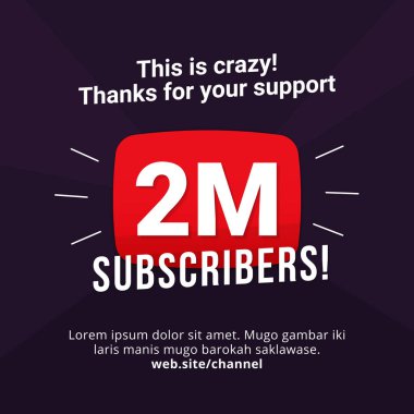 2m aboneleri kutlama arka plan tasarımı. 2 milyon abone