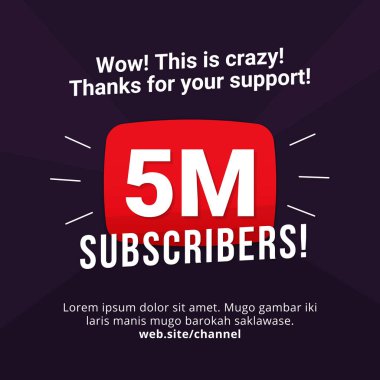 5m aboneleri kutlama arka plan tasarımı. 5 milyon abone