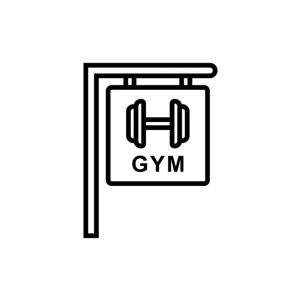 Gimnasio Gimnasio Icono Signo Centro Tablero Colgante Con Símbolo Mancuerna — Vector de stock