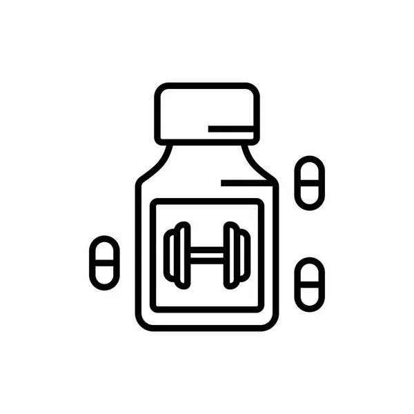 Workout Energy Booster Supplement Icon Pill Capsule Symbol Medicine Bodybuilder — Stock Vector