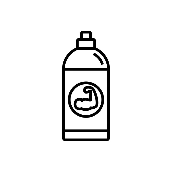 フィットネス エネルギー飲み物アイコン 手の筋肉図とスポーツ ドリンク ボトル 単純なモノライン ベクトル グラフィック — ストックベクタ