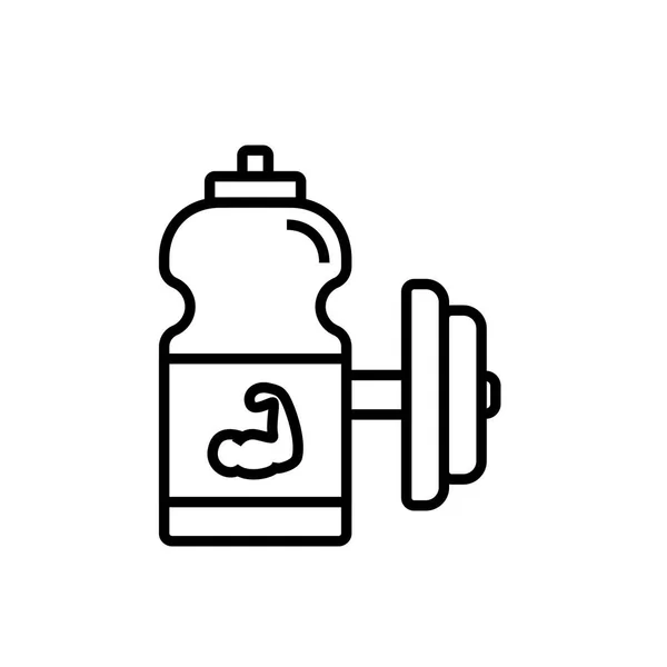 健身能量饮料图标 运动饮料瓶与哑铃插图 简单的单核矢量图形 — 图库矢量图片