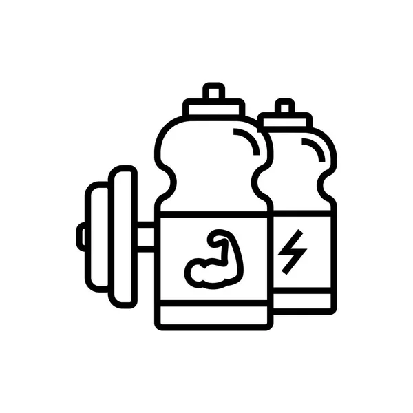 健身能量饮料图标 运动饮料瓶与哑铃例证 简单的单核矢量图形 — 图库矢量图片
