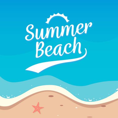 Yaz plaj tatil arka plan vektör tasarımı. Üstten Görünüm beach illüstrasyon.