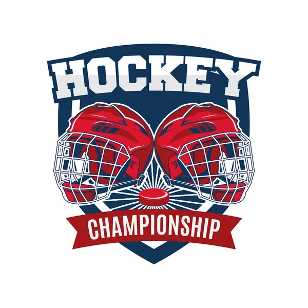 Hokey takımı logo tasarım vektör şablonu. Spor Kulübü rozeti kimlik. Kask illüstrasyon logo grafik ile.