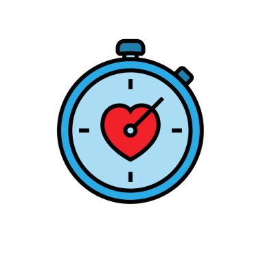 egzersiz kronometre simgesi. aşk sembolü ile kronometre. basit vektör grafiği