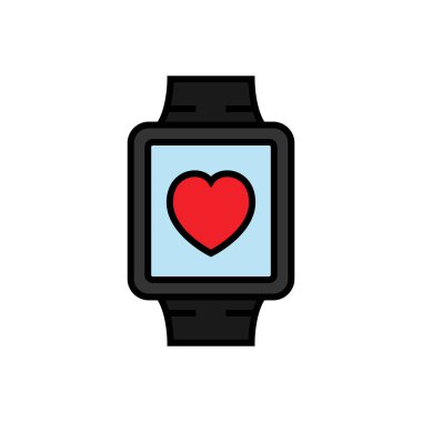 fitness smartwatch simgesi izleme. Akıllı seyretmek kalp sembolü ile. basit vektör grafiği.
