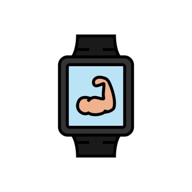 jimnastik salonu iş smartwatch simgesi izleme. Akıllı izle el kas simgesi. basit vektör grafiği.