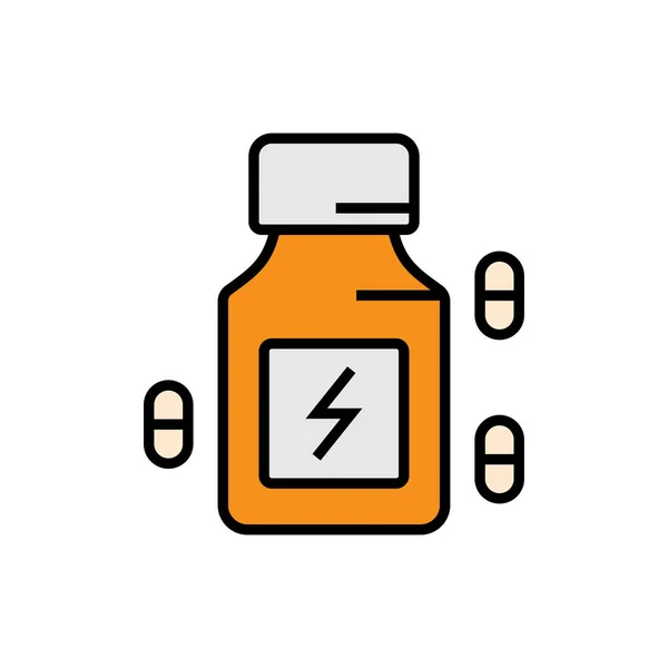 Energy booster supplement icon with pill capsule symbol. medicine for bodybuilder illustration. simple vector graphic. — Stock Vector