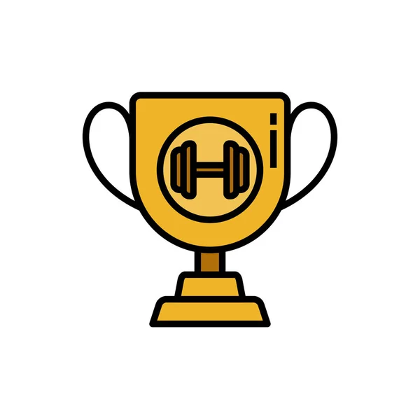 Значок трофея культуриста с символом гантели для иллюстрации соревнований по бодибилдингу. простой векторный график . — стоковый вектор