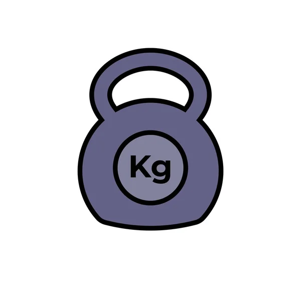 Kettlebell icon fitness exercise equipment with kilogram unit symbol. simple vector graphic — Stock Vector