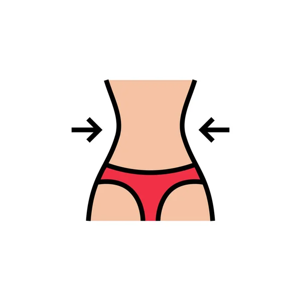 Icono del cuerpo delgado de la mujer. aptitud para perder peso entrenamiento ilustración. gráfico de vector simple — Archivo Imágenes Vectoriales