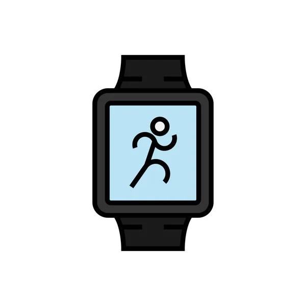 Фитнес бег отслеживание иконки смартфона. умные часы с символом запуска. простой векторный график . — стоковый вектор
