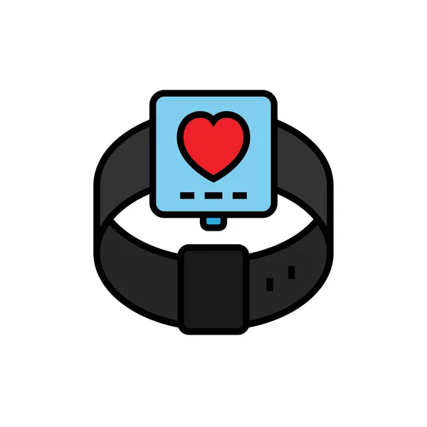 Fitness-Tracking-Smartwatch. intelligente Uhr mit Herz-Symbol. einfache Vektorgrafik. — Stockvektor