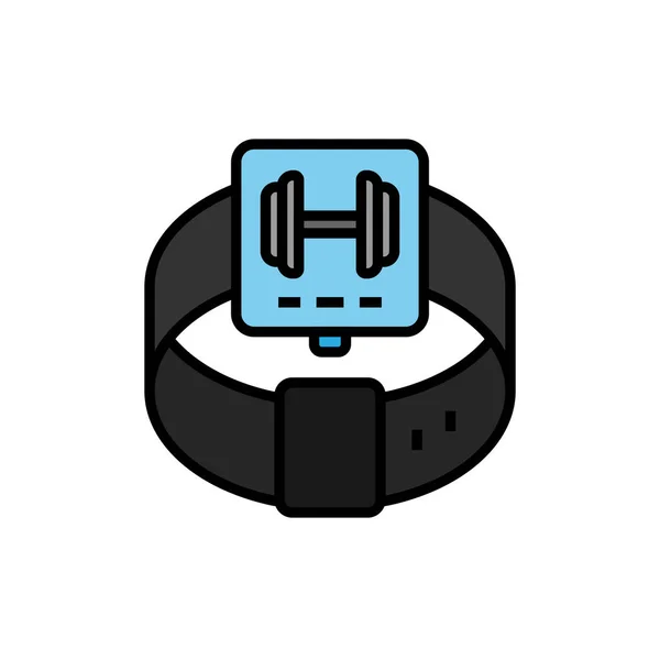 Gimnasio entrenamiento seguimiento smartwatch icono. reloj inteligente con símbolo de mancuerna. gráfico de vector simple . — Vector de stock