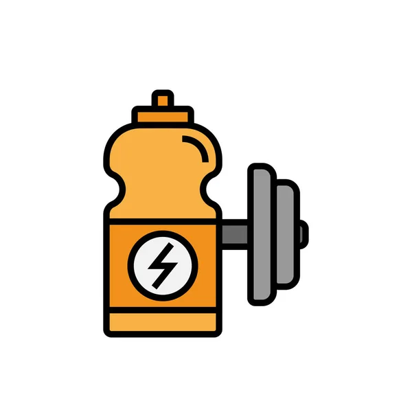 Energy drink icon. sport drink bottle with dumbbell illustration. simple vector graphic. — Stock Vector