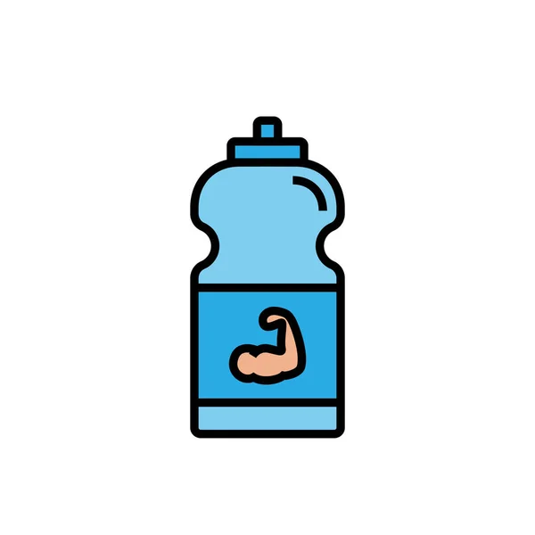 Icona della bevanda energetica fitness. bottiglia di bevanda sportiva con illustrazione muscolare della mano. grafica vettoriale semplice . — Vettoriale Stock