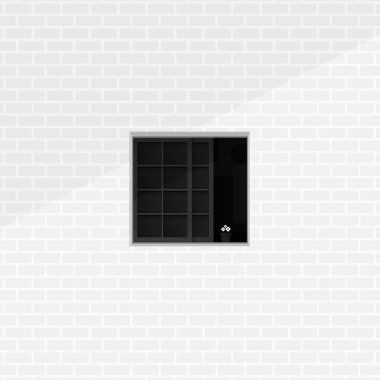 sessiz oda pencere tek renkli minimalist illüstrasyon kavramı dışında formu gördüm. saksıyı ve temiz beyaz tuğla duvar arka plan vektör tasarımı ile yarım kare penceresi açılır.