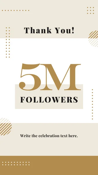 5M seguidores historia post fondo plantilla de diseño. Estilo moderno y elegante vector. banner de folleto para celebrar a muchos seguidores en la plataforma de redes sociales en línea . — Vector de stock