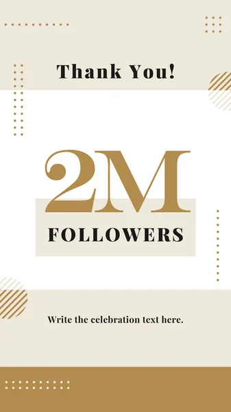 2M seguidores historia post fondo plantilla de diseño. Estilo moderno y elegante vector. banner de folleto para celebrar a muchos seguidores en la plataforma de redes sociales en línea . — Vector de stock