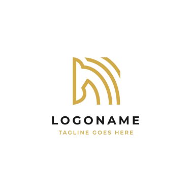 At kafası sanat logosu şablonu anahat simge vektör tasarımı