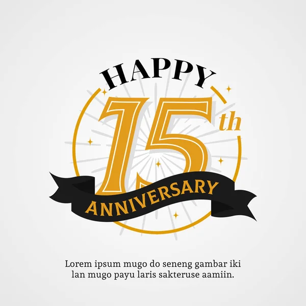 Happy 15th anniversary logo badge. birthday event background vector design — Stock Vector