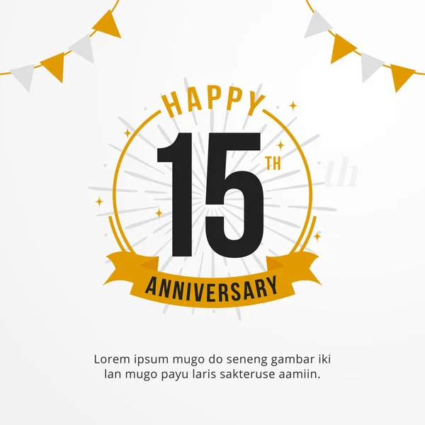 Happy 15th Anniversary logotyp Badge. professionell födelsedag händelse bakgrund vektor design — Stock vektor