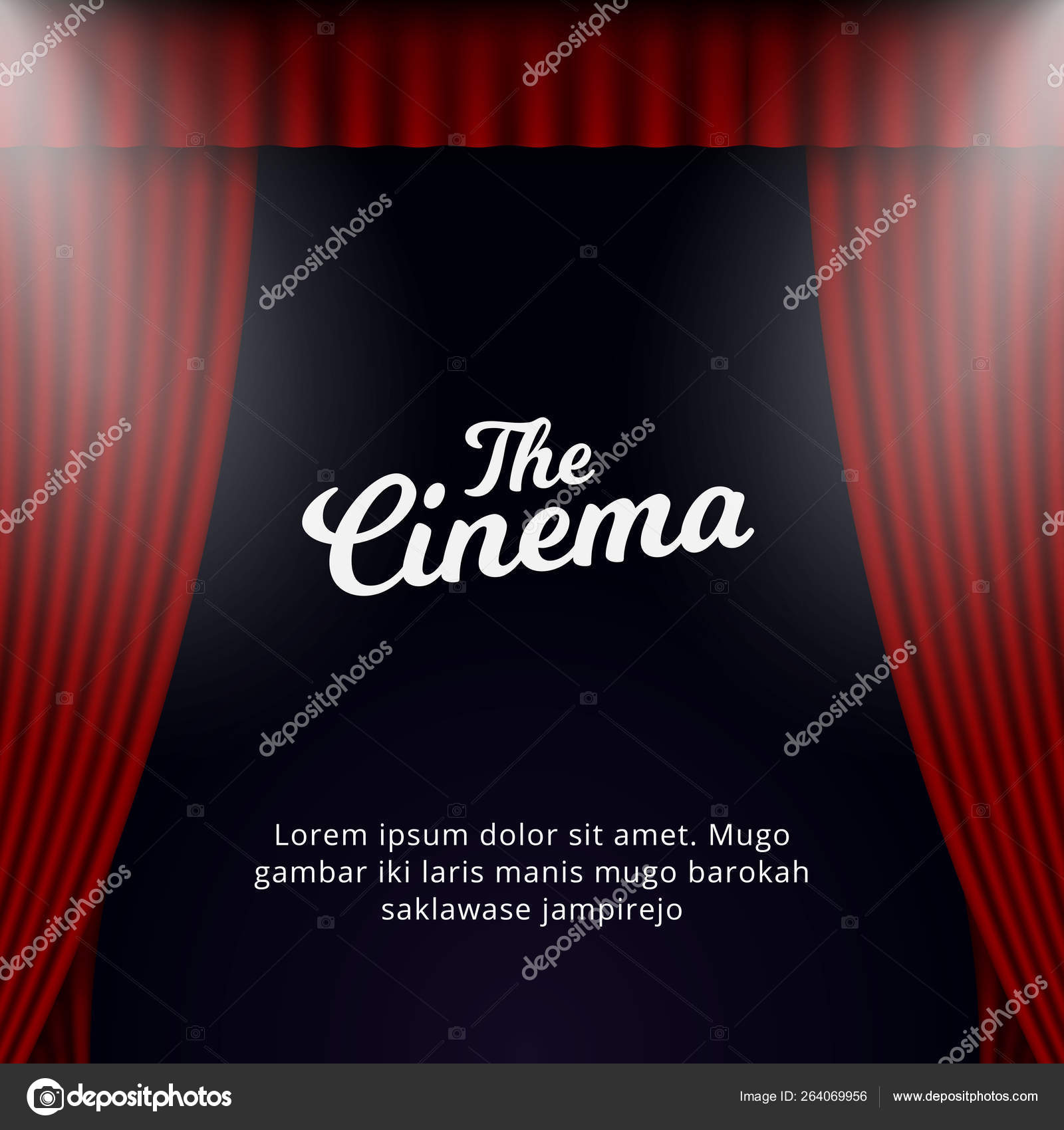 シネマグランドオープニングポスター背景テンプレート スポットライト