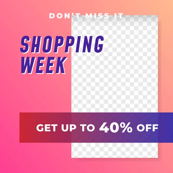 Semana de compras multipropósito social media post plantilla de fondo. moda descuento promoción cuadrada web banner vector diseño . — Vector de stock