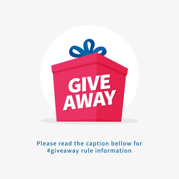 Gift box illustration with giveaway text for social media post vector template. Share gifts website banner concept design.