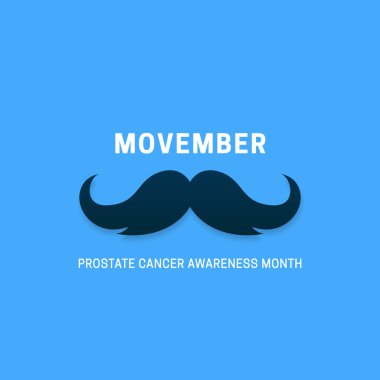 Basit temiz Movember Prostat Kanser Farkındalığı Ay poster tasarımı bıyık ikonu çizimi