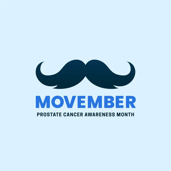 Simples limpo Movember Prostate Cancer Awareness Month poster fundo campanha design com bigode ícone vetor ilustração —  Vetores de Stock