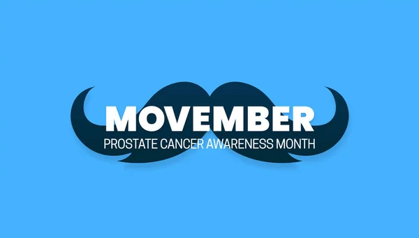 Movember laisse pousser long texte typographie pour le mois de sensibilisation au cancer de la prostate affiche conception de la campagne avec moustache arrière-plan illustration vectorielle — Image vectorielle