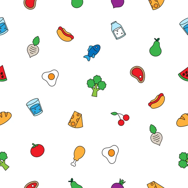 food fruit vegetable seamless background template fun icon vector illustration