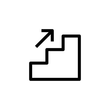 İş adım adım ikon tasarımında yükselir. Büyüyen ok sembollü merdivenler. Basit temiz çizgi sanat profesyonel iş yönetimi konsepti vektör illüstrasyon tasarımı.