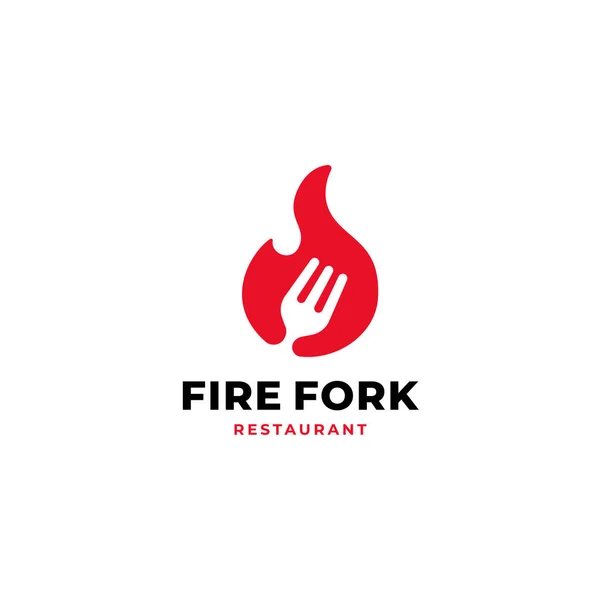 Feuer Gabel Vektor Logo Design Für Frische Lebensmittel Restaurant Markenidentität — Stockvektor