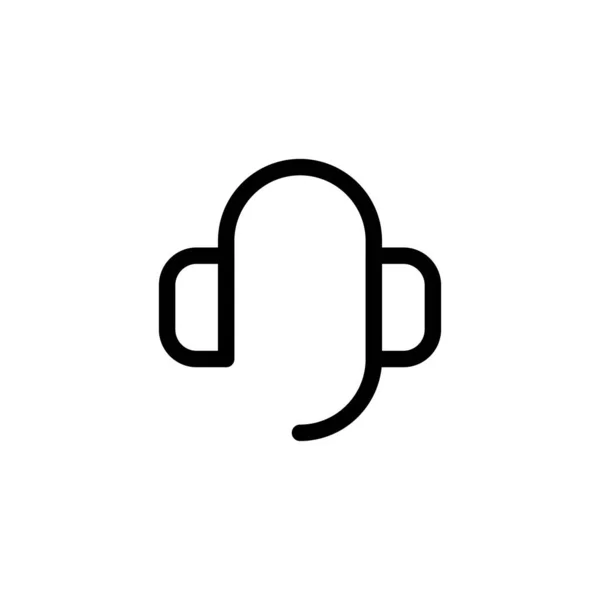 Contacter Support Icône Design Casque Avec Symbole Micro Simple Ligne — Image vectorielle