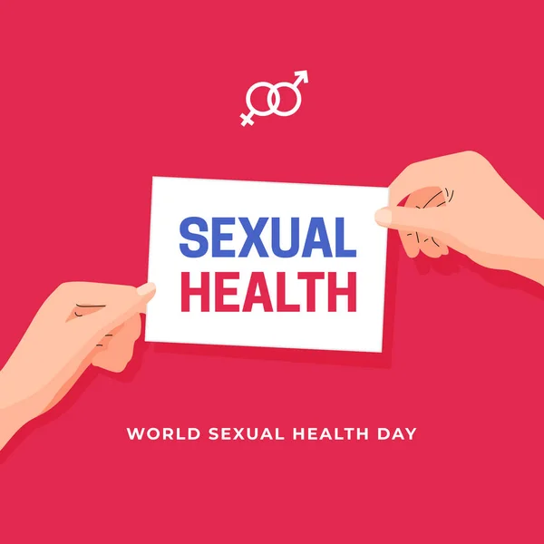 Koncepcja Plakatu Światowego Dnia Zdrowia Seksualnego Mężczyzna Kobieta Para Ręce — Wektor stockowy