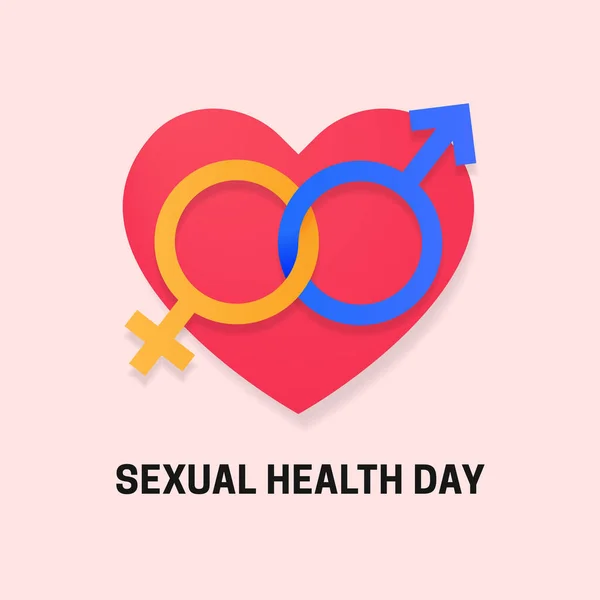 Światowy Dzień Zdrowia Seksualnego Minimalna Koncepcja Plakatu Connected Mężczyzna Kobieta — Wektor stockowy