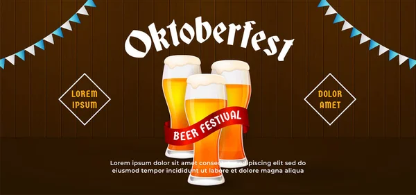 Σχεδιασμός Αφίσας Του Φεστιβάλ Oktoberfest Σύνολο Από Γυαλί Μπύρας Διανυσματική — Διανυσματικό Αρχείο
